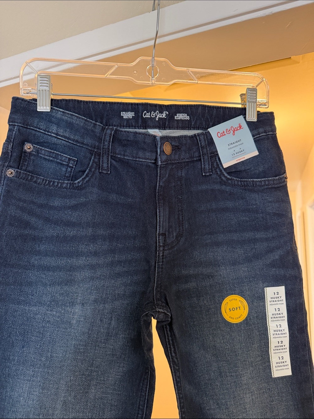 Cat & Jack Boys Dark Blue Straight Jeans size 12 Husky - Picture 2 of 6